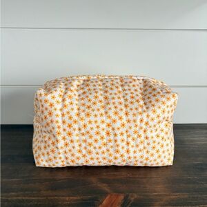 Handmade Flower Print Cosmetic Make Up Bag Sz OS